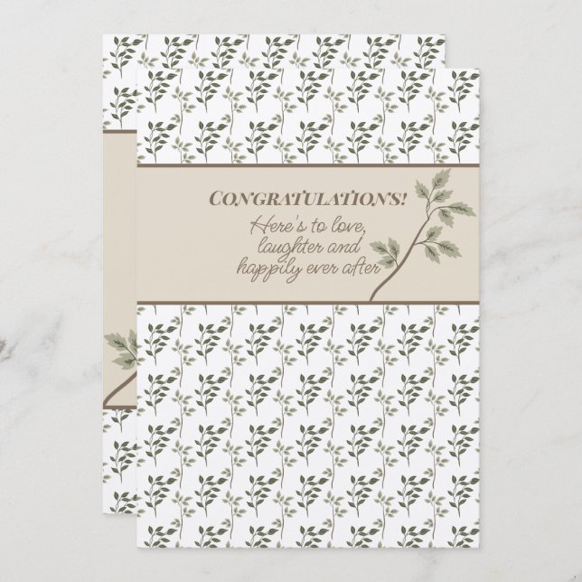 Congratulations Shower or Wedding Olive Green Card (Front/Back)