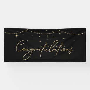 Congratulations Simple Black Gold Elegant Banner