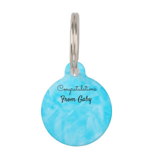 congratulations simple blue hanpainted watercolor pet tag