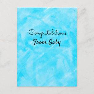 congratulations simple blue hanpainted watercolor postcard