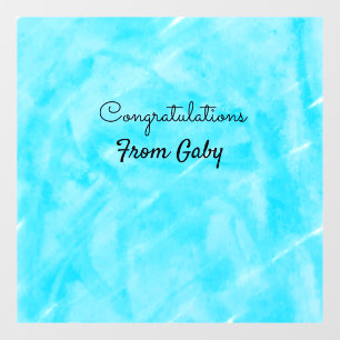 congratulations simple blue hanpainted watercolor  window cling