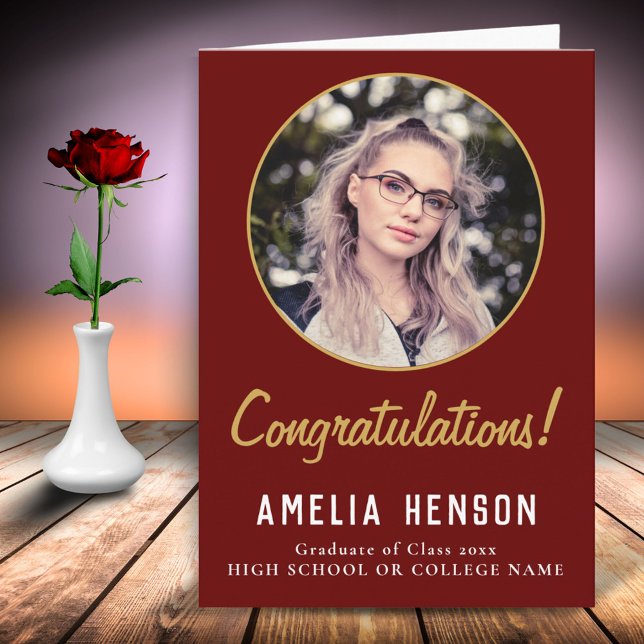 Congratulations Simple Graduate Photo Graduation  Card (Creator Uploaded)