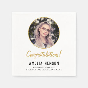 Congratulations Simple Graduate Photo Graduation  Napkin