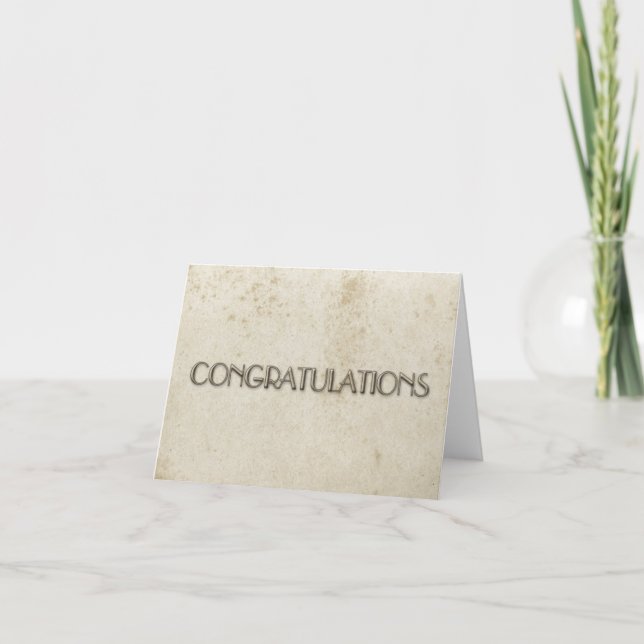 Congratulations Simple Vintage Stained Paper Card (Front)