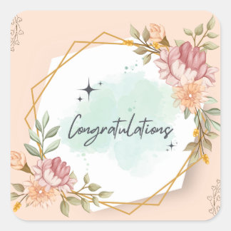 congratulations square sticker