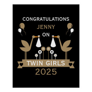 Congratulations Stalk Delivery Of Twins Poster