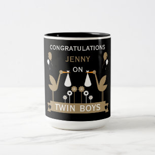 Congratulations Stalk Delivery Of Twins Two-Tone Coffee Mug