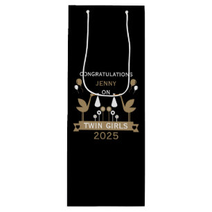 Congratulations Stalk Delivery Of Twins Wine Gift Bag