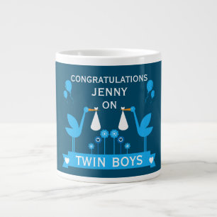 Congratulations Stalk Delivery Twin Boy Large Coffee Mug