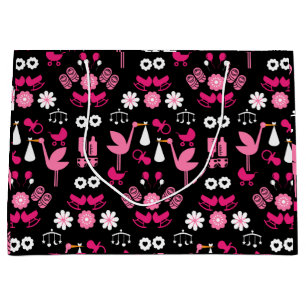 Congratulations Stalk Delivery Twin Girls Large Gift Bag