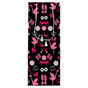 Congratulations Stalk Delivery Twin Girls Wine Gift Bag