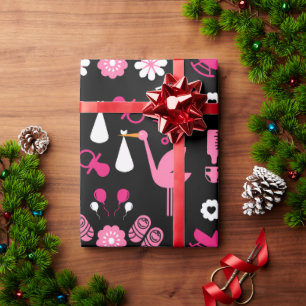 Congratulations Stalk Delivery Twin Girls Wrapping Paper
