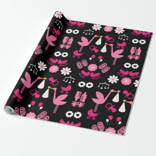 Congratulations Stalk Delivery Twin Girls Wrapping Paper