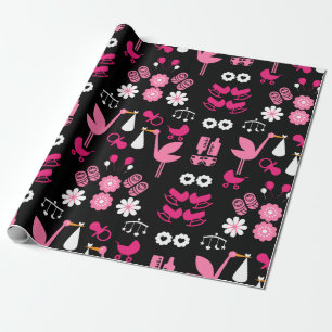 Congratulations Stalk Delivery Twin Girls Wrapping Paper
