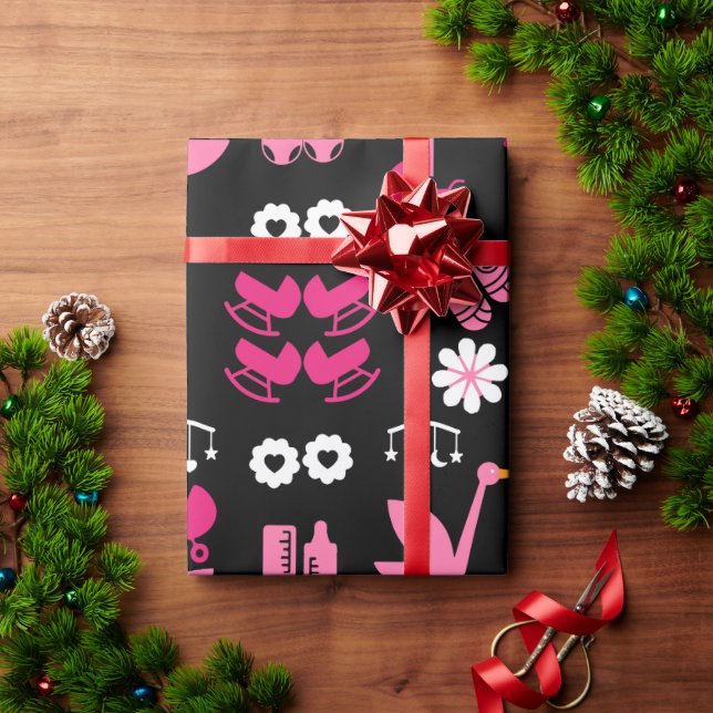 Congratulations Stalk Delivery Twin Girls Wrapping Paper (Holiday Gift)