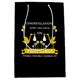 Congratulations Stalk Delivery Twins Medium Gift Bag