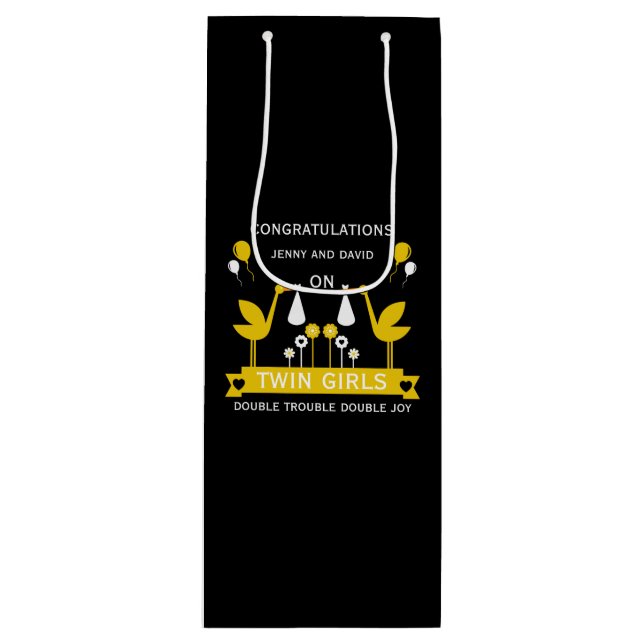 Congratulations Stalk Delivery Twins Wine Gift Bag (Front)