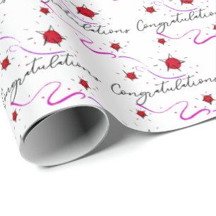 Congratulations Stars and Ribbons Wrapping Paper