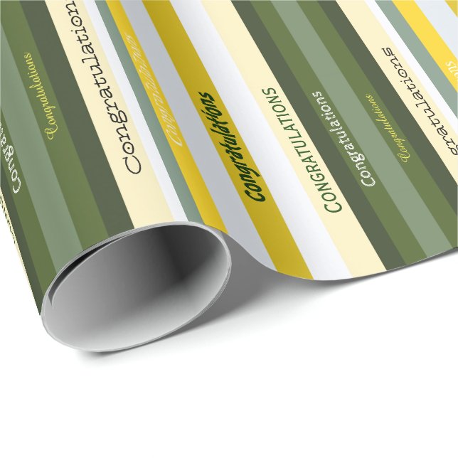 Congratulations Stripe Paper Gift Wrap (Roll Corner)