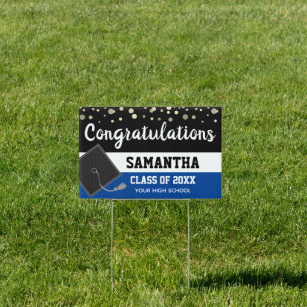 Congratulations Student Name and School Blue Garden Sign