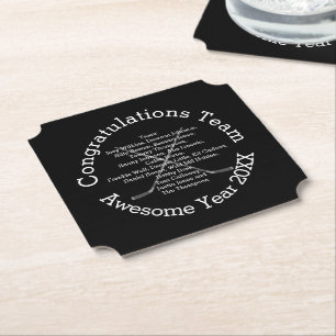 Congratulations Team with Team Names Paper Coaster