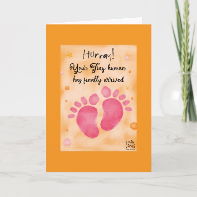 Congratulations - Tiny Human Baby Arrived Card (Front)