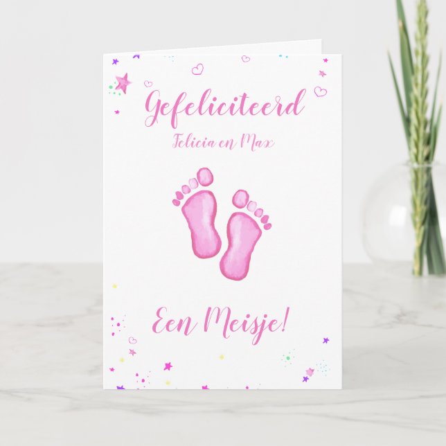 Congratulations to a girl customizable names card (Front)