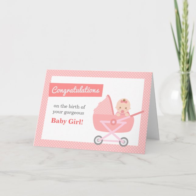 Congratulations to New Parents on Baby Girl Card (Front)