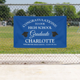Congratulations to our graduate custom blue white banner