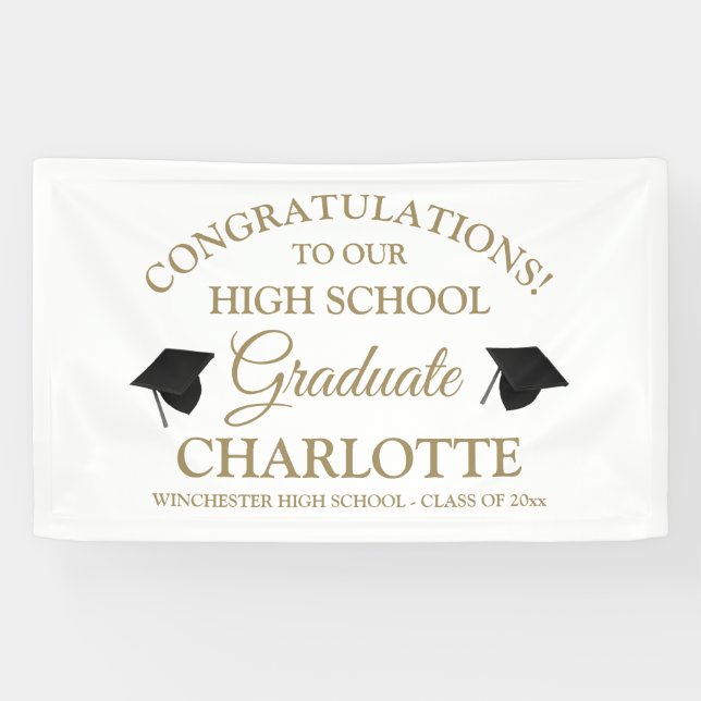 Congratulations to our graduate custom white gold banner (Horizontal)