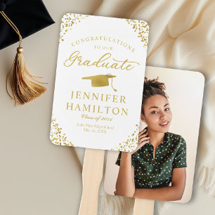 Congratulations To Our Graduate Gold Confetti  Han Hand Fan