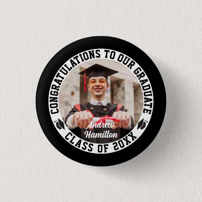 Congratulations To Our Graduate Graduation Photo 3 Cm Round Badge (Front)