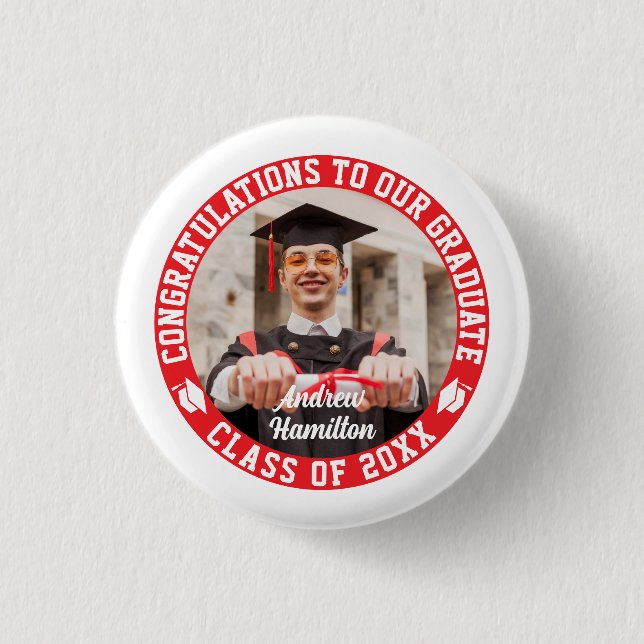 Congratulations To Our Graduate Graduation Photo 3 Cm Round Badge (Front)