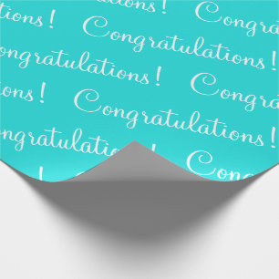 Congratulations Turquoise Script Graduation Wrapping Paper