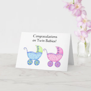 Congratulations Twin Babies Girl and Boy Card