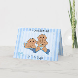 Congratulations - Twin Baby Boys Custom Card