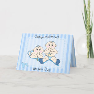 Congratulations - Twin Baby Boys Custom Card