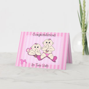 Congratulations - Twin Baby Girls Custom Card
