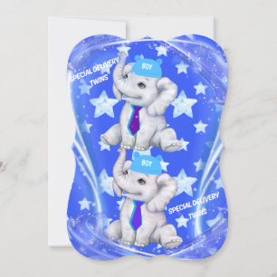 Congratulations Twins Boy Flat Greeting Card
