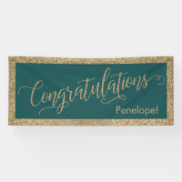 Congratulations Typography Gold Glitter and Teal