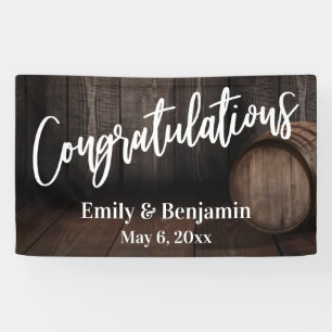 Congratulations Typography, Wooden Barrel Banner