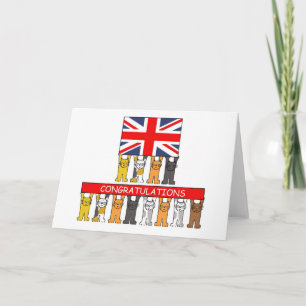 Congratulations Union Jack Cats Card