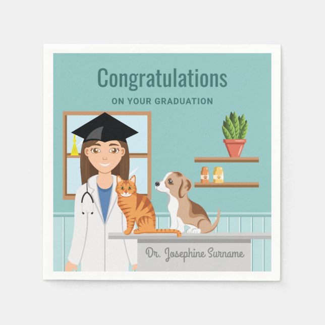 Congratulations Veterinarian Vet DVM Graduation Napkin (Front)
