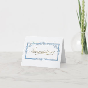 Congratulations! Vintage blue floral frame Card