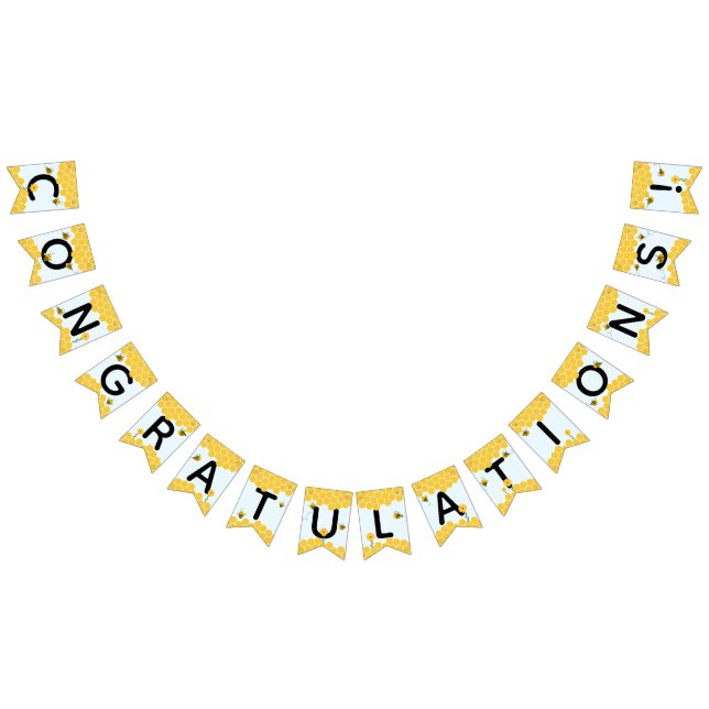 Congratulations Watercolor Bumble Bees Baby Shower Bunting (All)