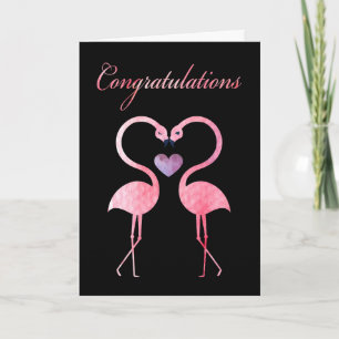 Congratulations Watercolor Pink Flamingos Card