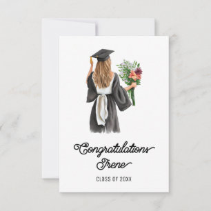 Congratulations Watercolor White Skin Girl Flowers