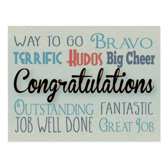 Congratulations - Way To Go Postcard | Zazzle.co.uk