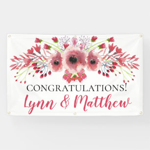 Congratulations Wedding Banner Poppy Red Flowers
