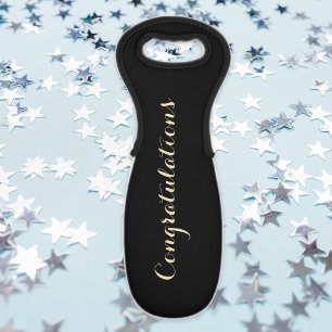 Congratulations Wedding Black Wine Bottle Tote Bag